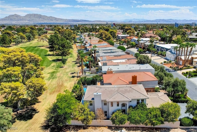 bird's eye view with a mountain view