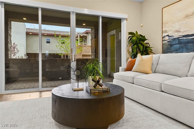 living room with wood finished floors