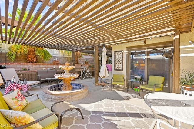 view of patio featuring a pergola