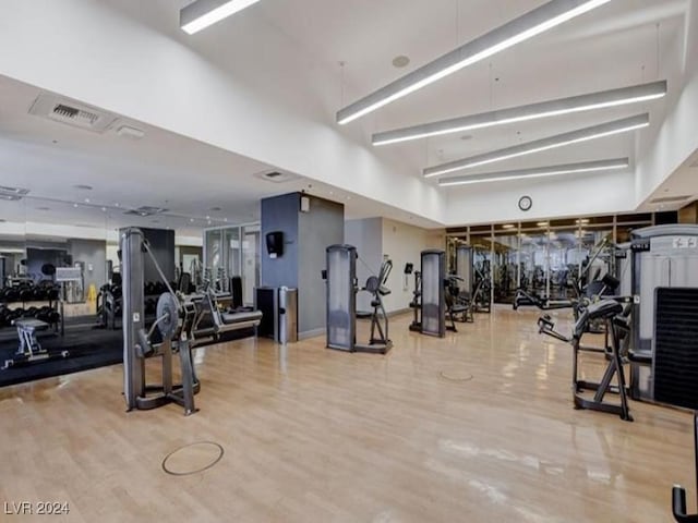 4525 Dean Martin Dr Unit 2704, Las Vegas, NV 89103 - exercise room featuring wood finished floors