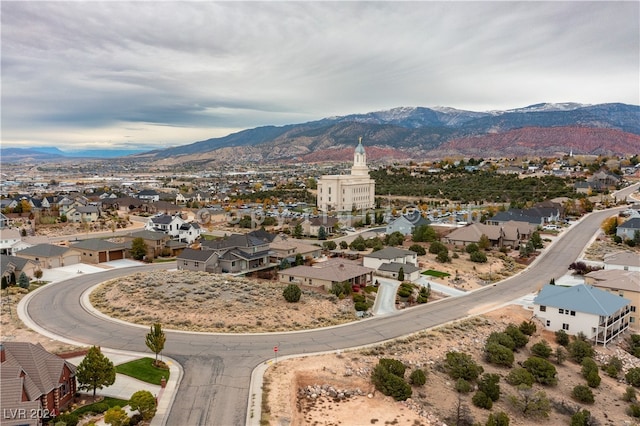 aerial view with a mountain view