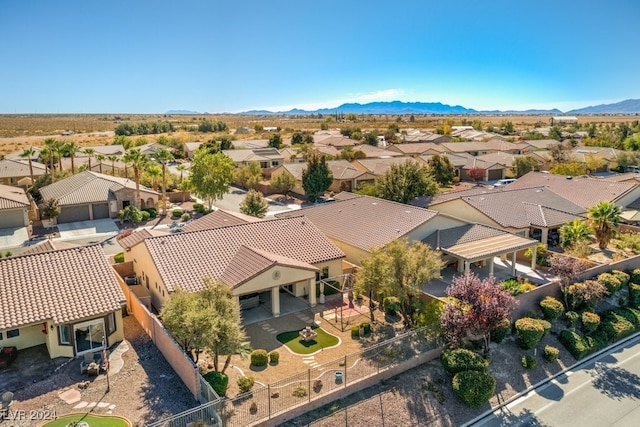 bird's eye view with a mountain view