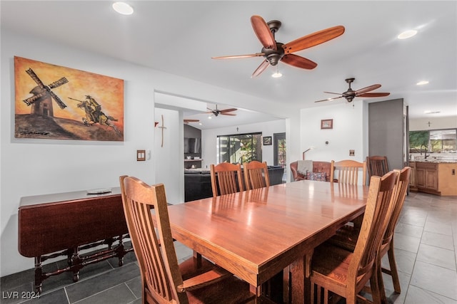 view of tiled dining area