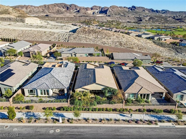 aerial view with a residential view and a mountain view