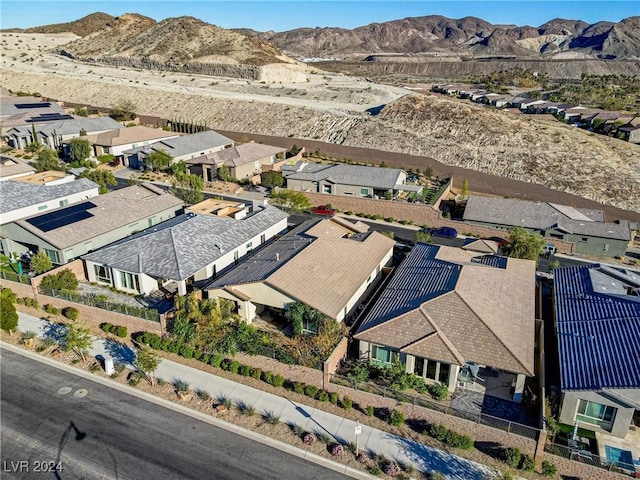 aerial view with a mountain view and a residential view