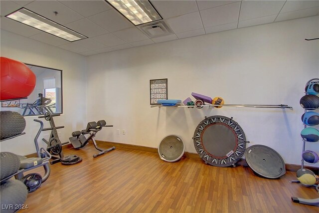 exercise room featuring hardwood / wood-style flooring