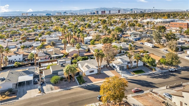 bird's eye view with a mountain view