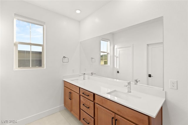 bathroom with vanity and tile patterned floors