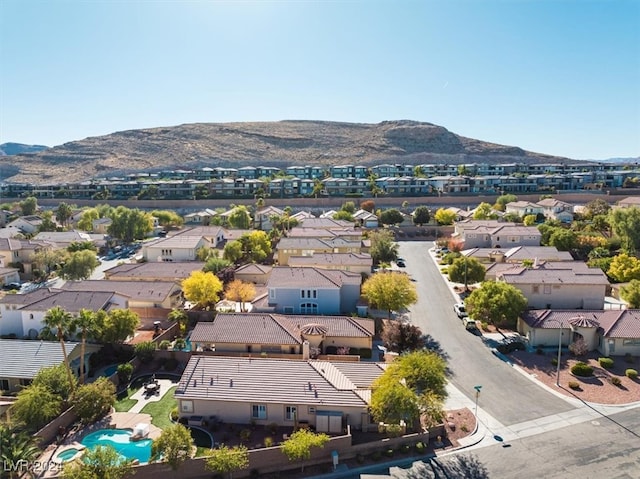 aerial view with a mountain view