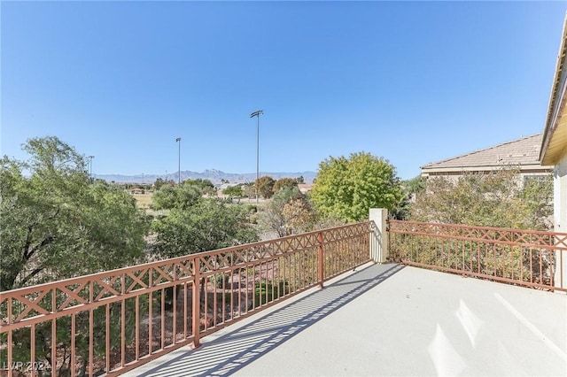 view of patio featuring a mountain view