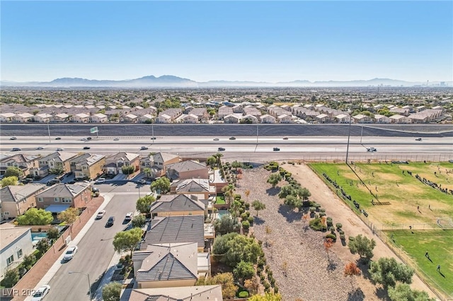 bird's eye view with a mountain view