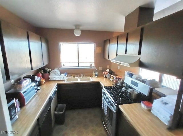 kitchen featuring extractor fan, stainless steel appliances, and sink