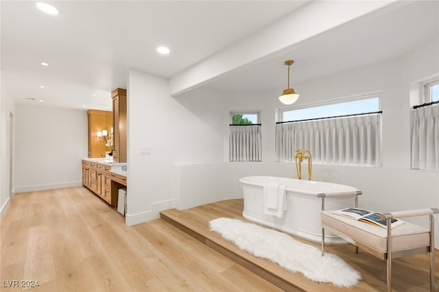 interior space featuring plenty of natural light and light hardwood / wood-style flooring