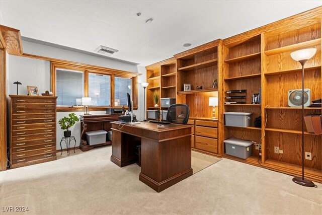 view of carpeted home office