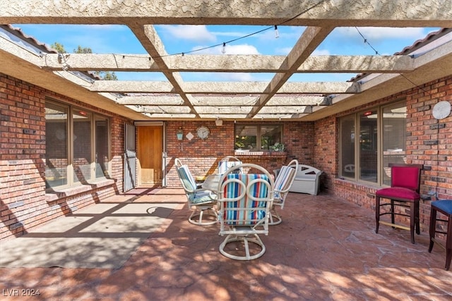 view of patio / terrace featuring a pergola