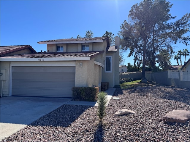 view of front property with a garage