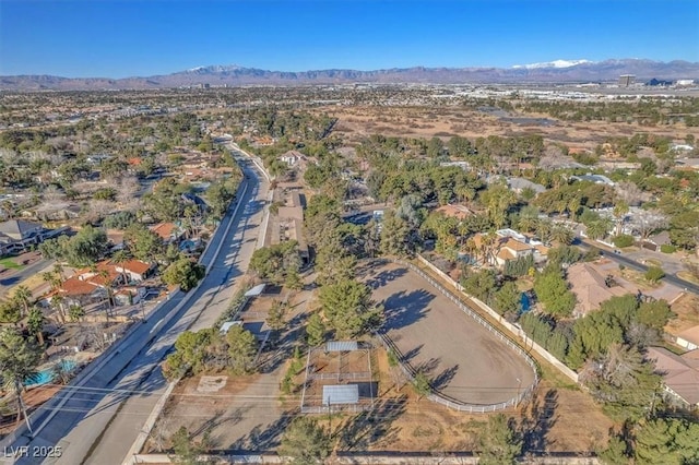 bird's eye view with a mountain view