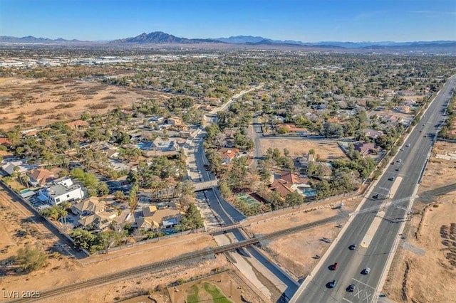 aerial view featuring a residential view and a mountain view