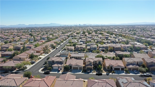 drone / aerial view featuring a mountain view