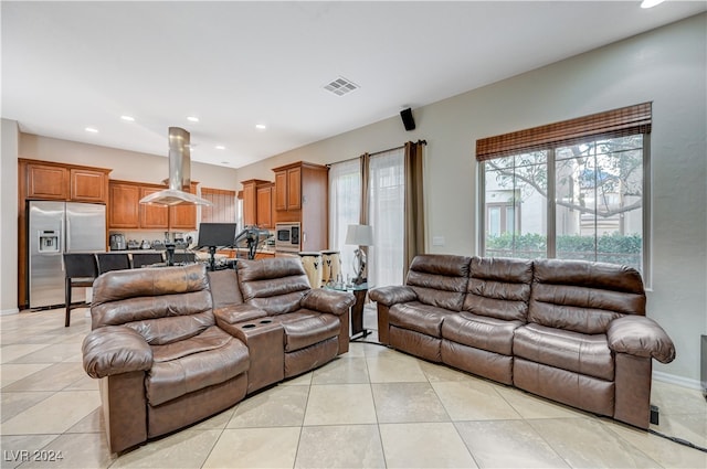 view of tiled living room