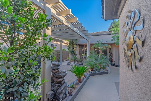 view of patio / terrace featuring a pergola