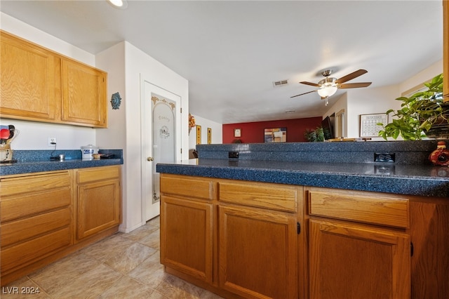 kitchen with ceiling fan