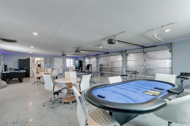 interior space with a garage door opener