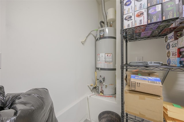 utility room with secured water heater