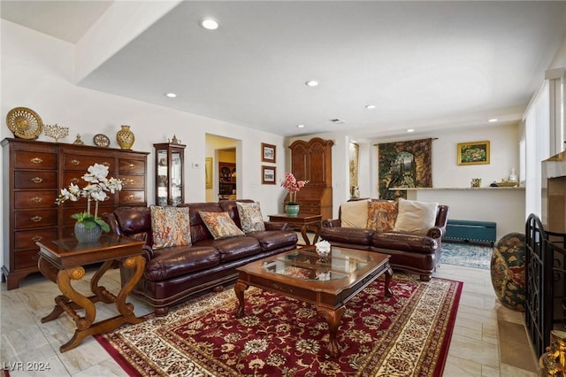 living room featuring light hardwood / wood-style flooring