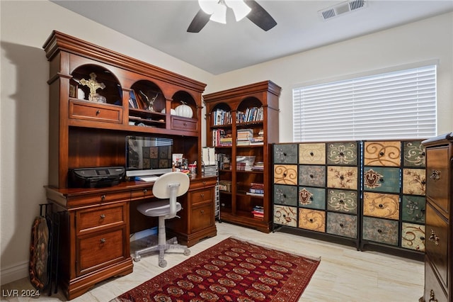 office featuring ceiling fan