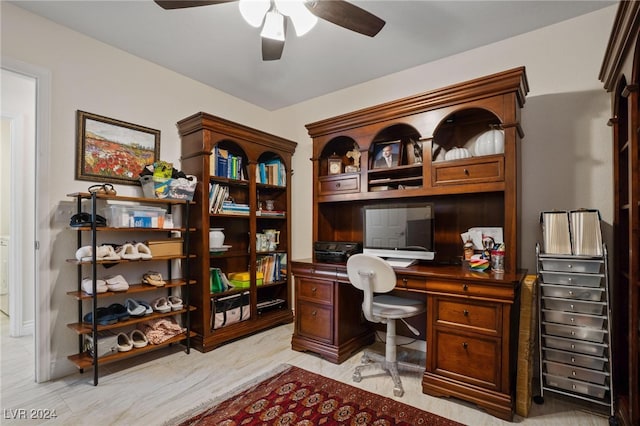 home office featuring ceiling fan