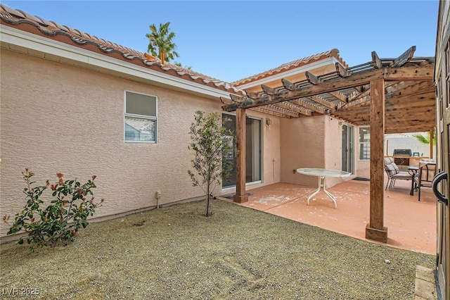 exterior space with a pergola