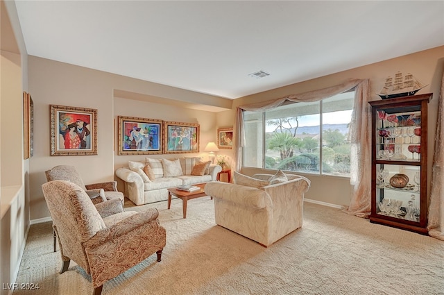 living room featuring carpet