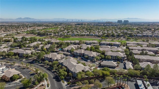 bird's eye view featuring a residential view and a mountain view