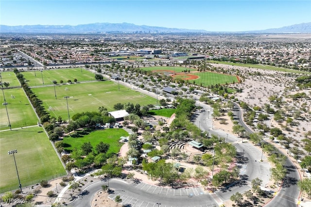 drone / aerial view with a mountain view