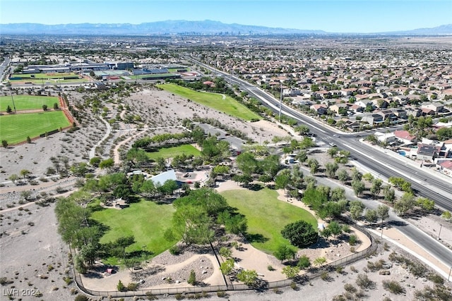 bird's eye view with a mountain view