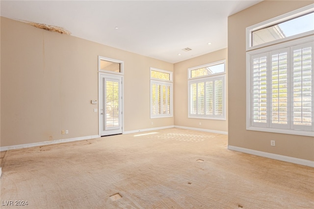 spare room featuring light carpet and a healthy amount of sunlight