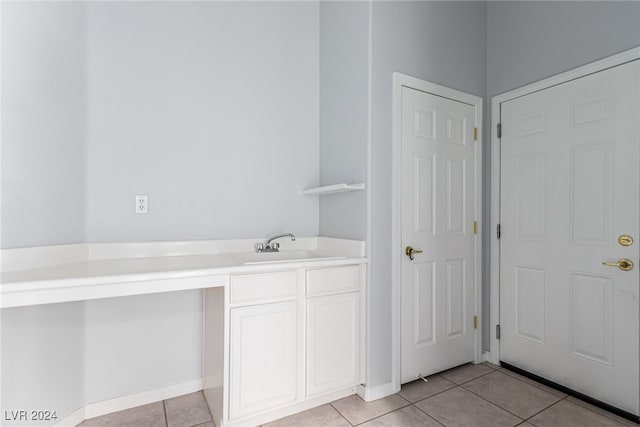 bathroom with vanity and tile patterned flooring