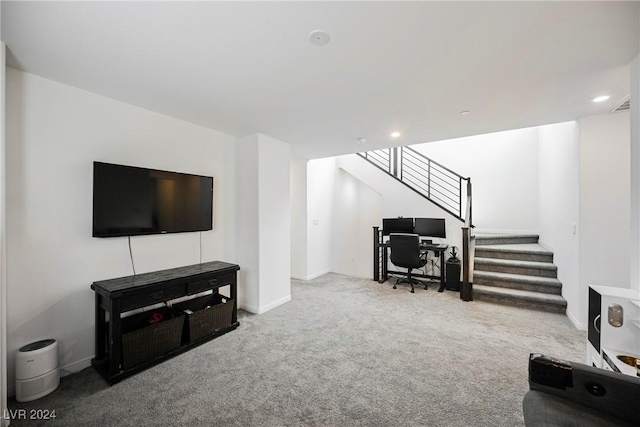 living room with carpet floors