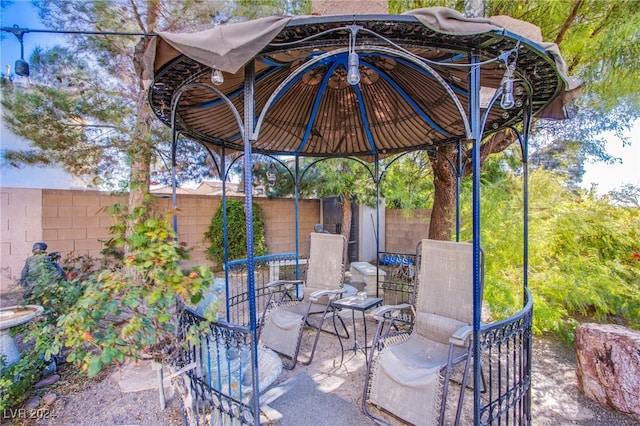 view of patio / terrace featuring a gazebo