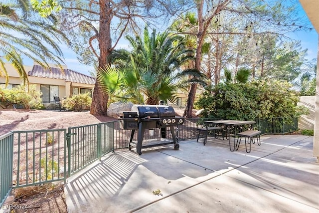 view of patio with area for grilling