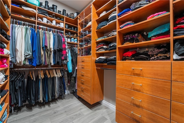 walk in closet featuring wood finished floors