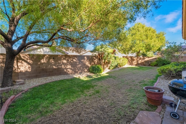 view of yard featuring a fenced backyard