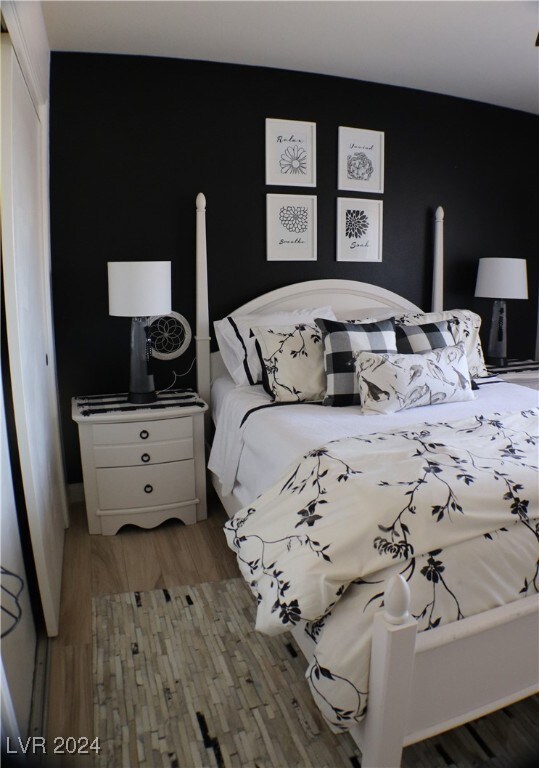 bedroom featuring light hardwood / wood-style flooring