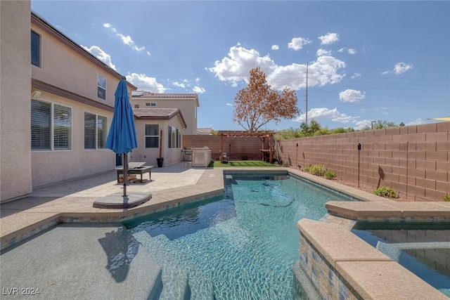 view of swimming pool with a patio