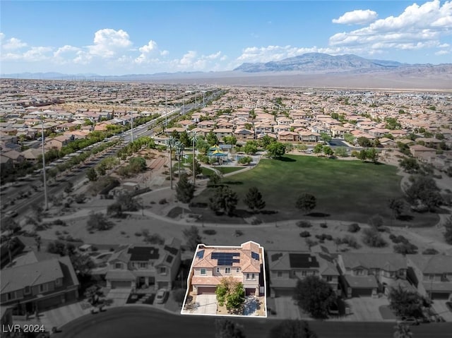 drone / aerial view with a mountain view