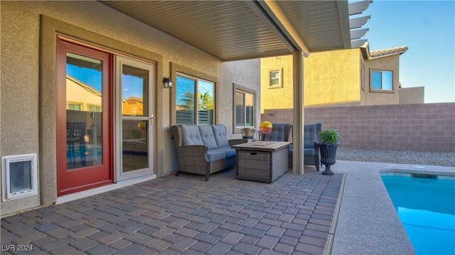 view of patio featuring outdoor lounge area