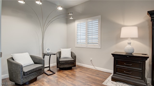 living area with wood-type flooring