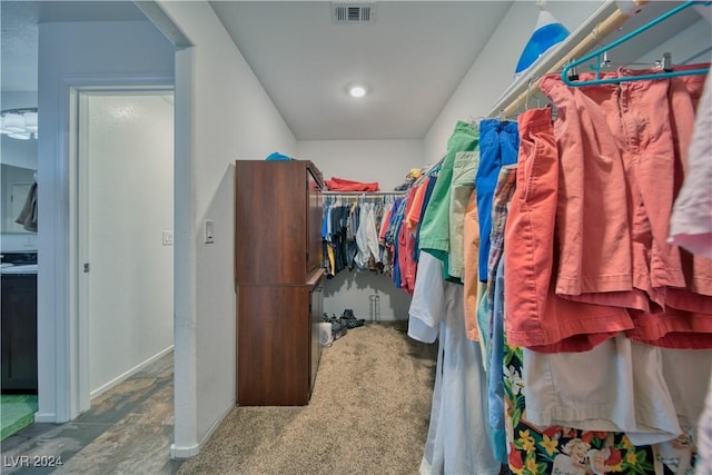 spacious closet featuring carpet floors and visible vents