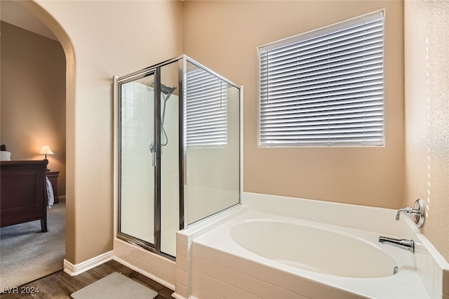 bathroom with plus walk in shower